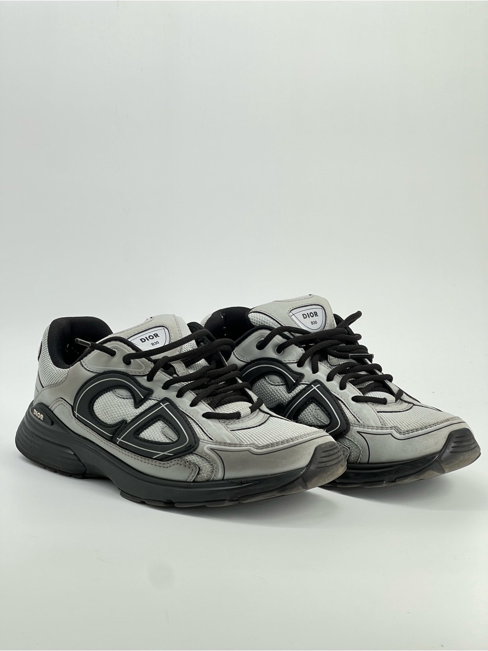 Dior B30 Reflective CD Grey Black Mens Mesh Trainer Sneakers - Size 44 (EU)